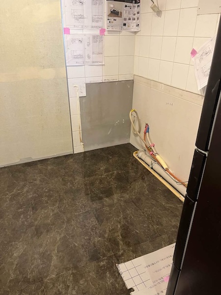 中野区N様マンションキッチン床材施工2