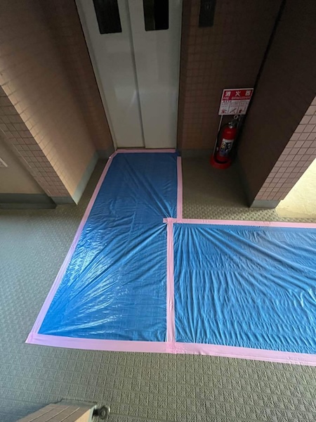 中野区I様邸マンション共用部養生1