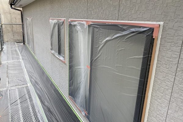 東京都杉並区　外壁塗装　下地処理　養生作業 (1)