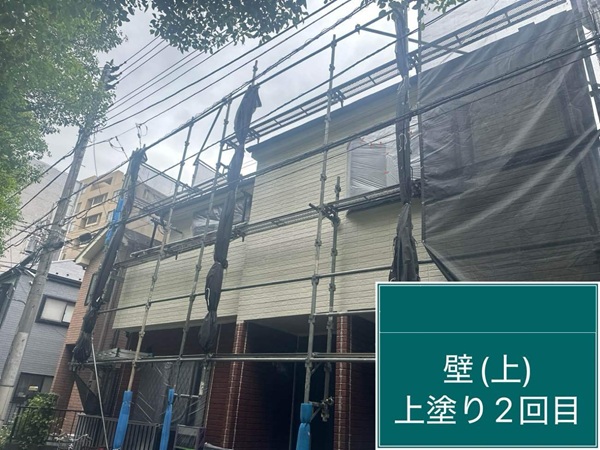 【施工中】東京都中野区・S様邸|外壁塗装・屋根塗装で傷んだ箇所を全て補修しました!_外壁上塗り (1)
